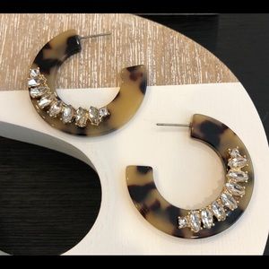 Marquise Stone Cluster Acetate Flat Hoop Earrings